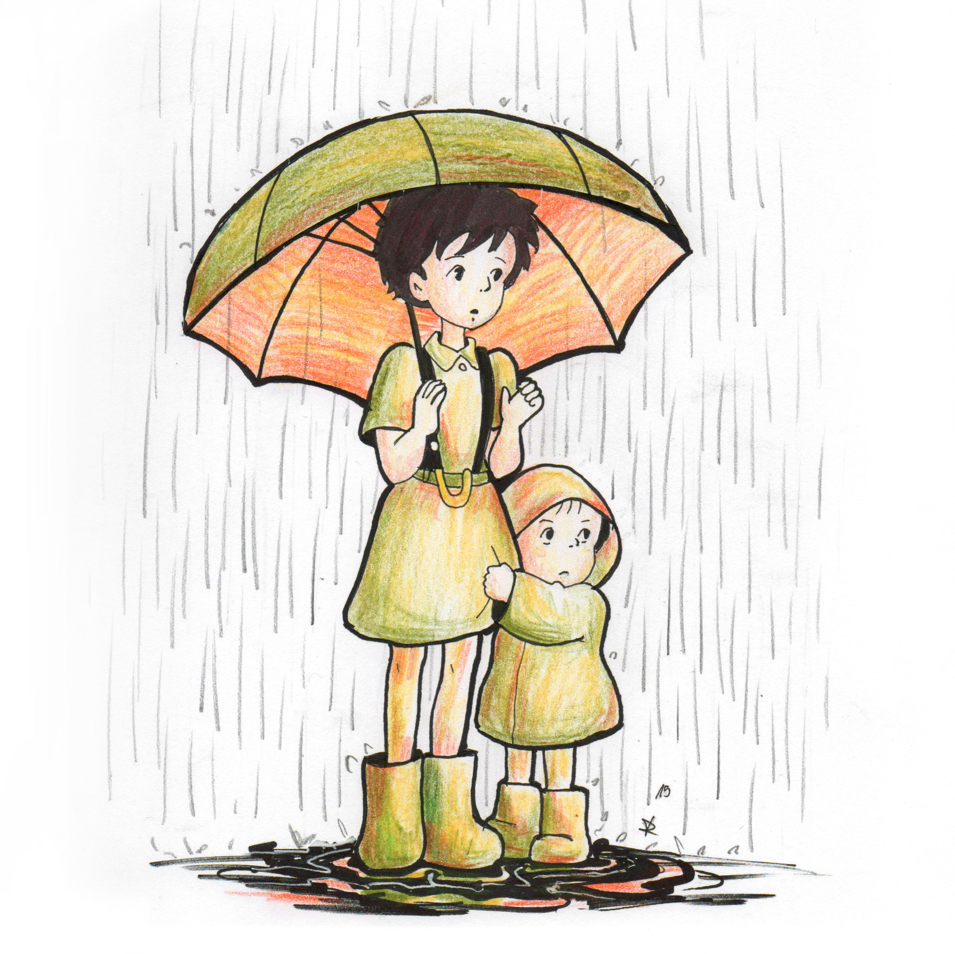 My Neighbor Totoro - Ghibli Fanart Series - ink and color pencil on paper, 2019
