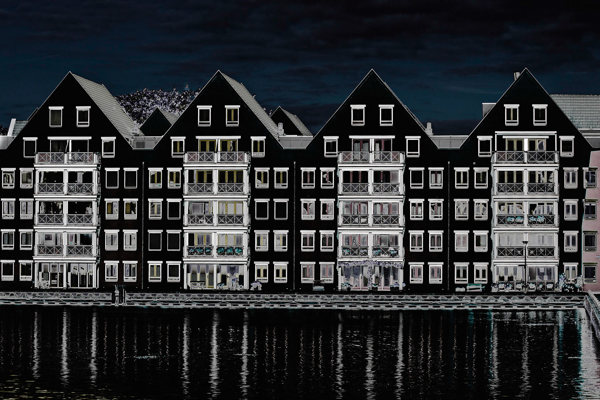 Dark view on 4 house structure