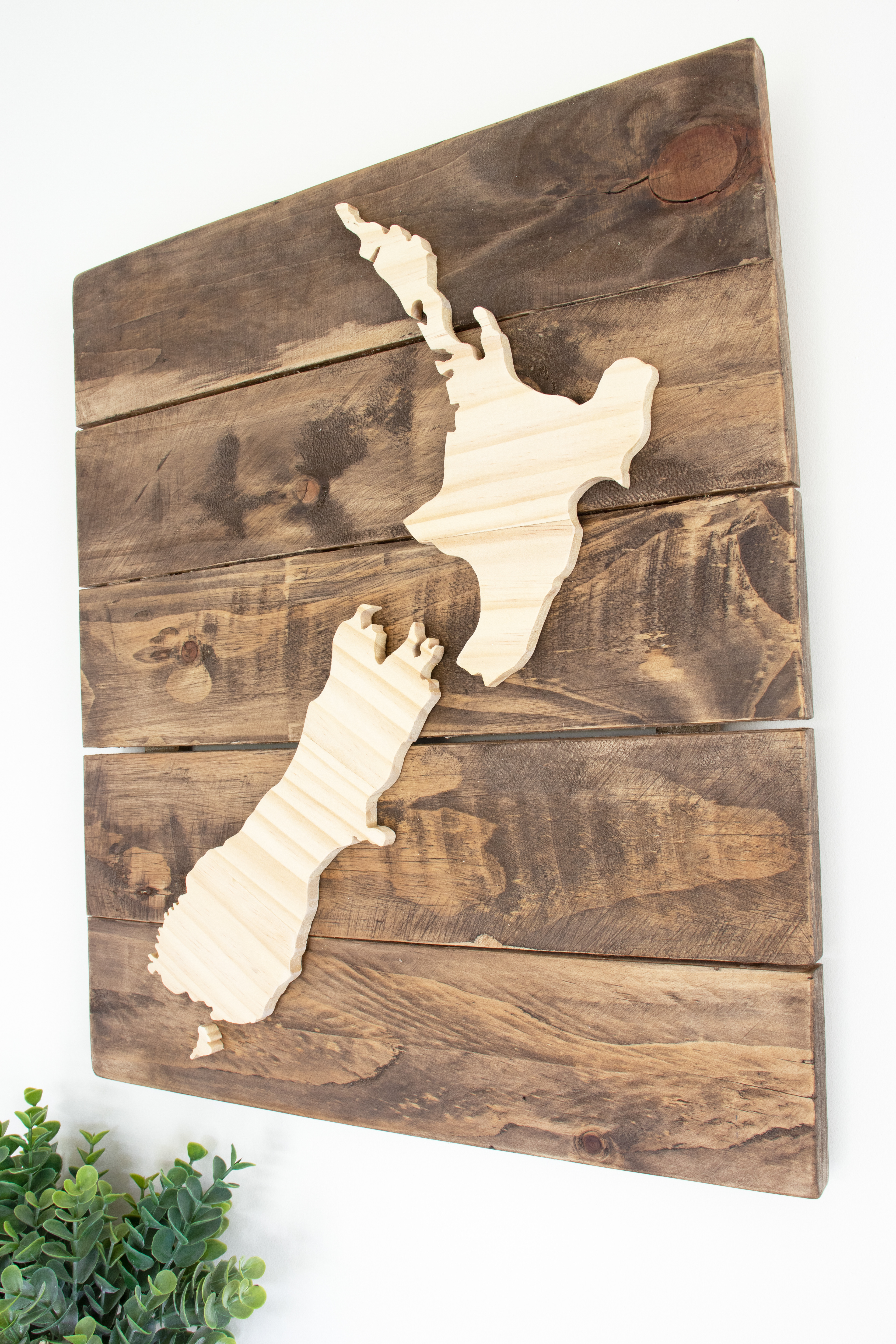 New Zealand on Reclaimed Wood - $155