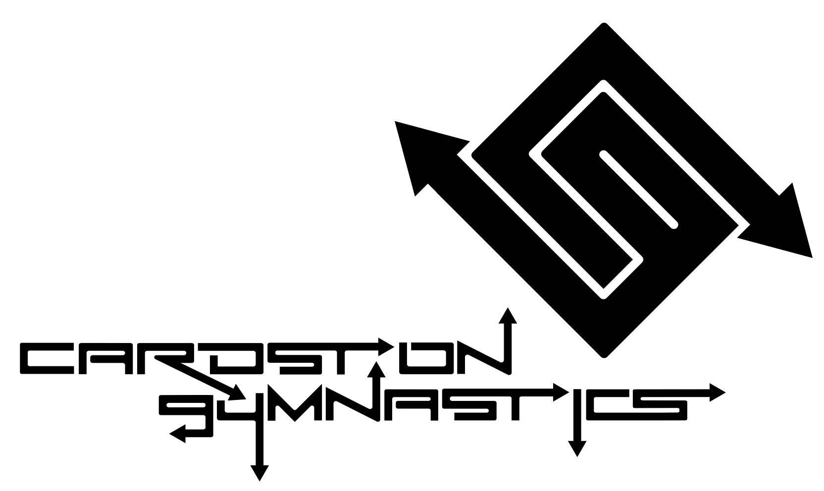 Proposed kinetic-focused logo for Cardston Gymnastics Club.