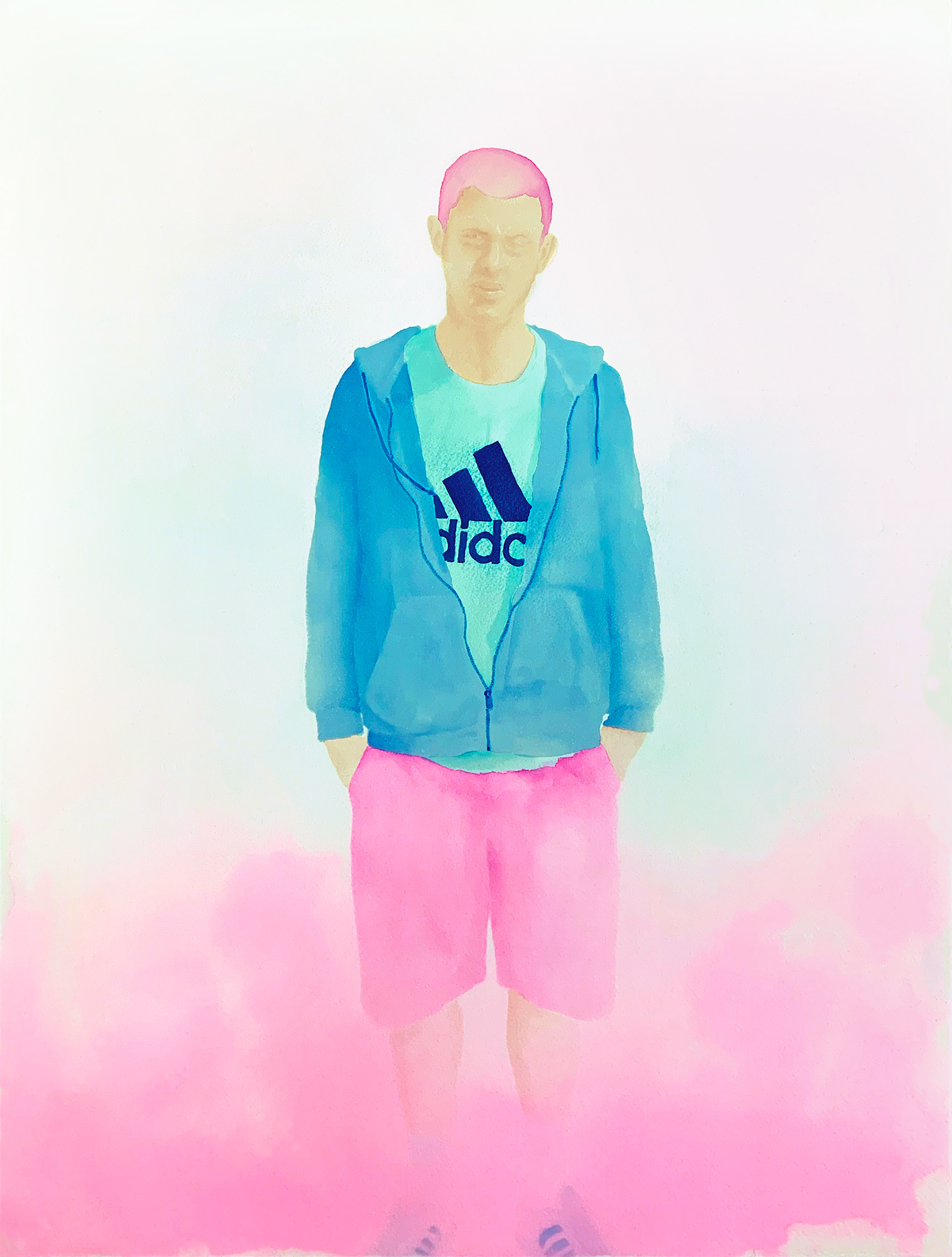 "Teufeur Vapeur (rose)" Aquarelle et pastel sur papier - 460x610 mm - 2019