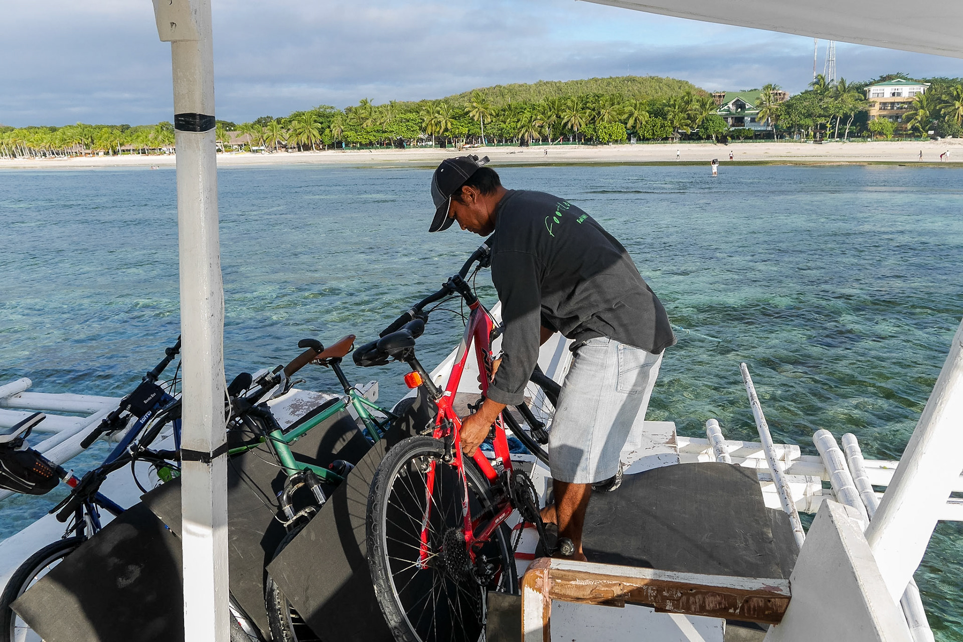 The Philippines, banca boat for tourists departing Panglao Island