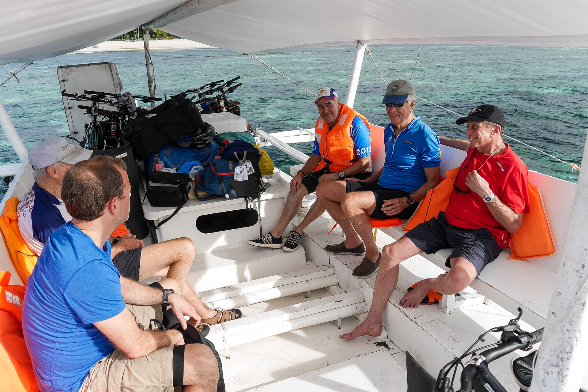 The Philippines, banca boat for tourists departing Panglao Island