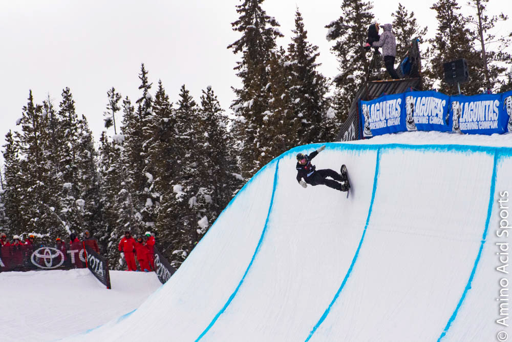 Jake Pates (USA) start his drop into his Run 1 at the US Grand Prix Copper