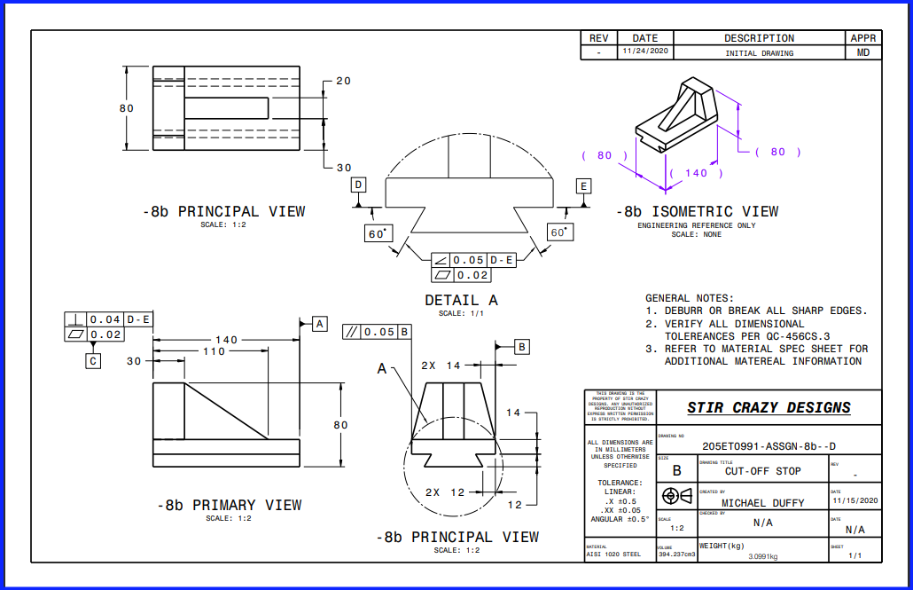 Manufacturing Part - Drawing w/ GD&T - CATIA 3D Exp