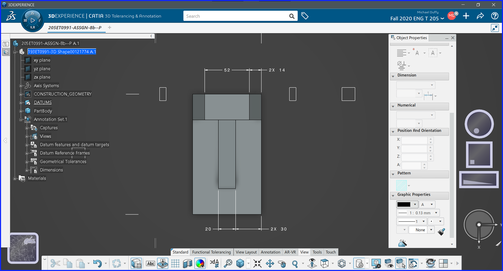 Manufacturing Part - MBD w/ GD&T - Top View - CATIA 3D Exp