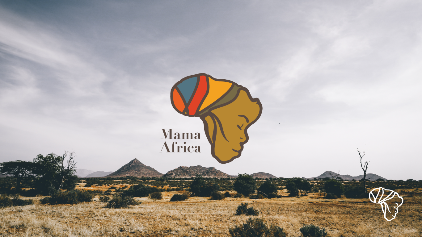 Mama Africa, Logo for a NPO. Africa's map made into the profile of a woman with a multi-colored turban
