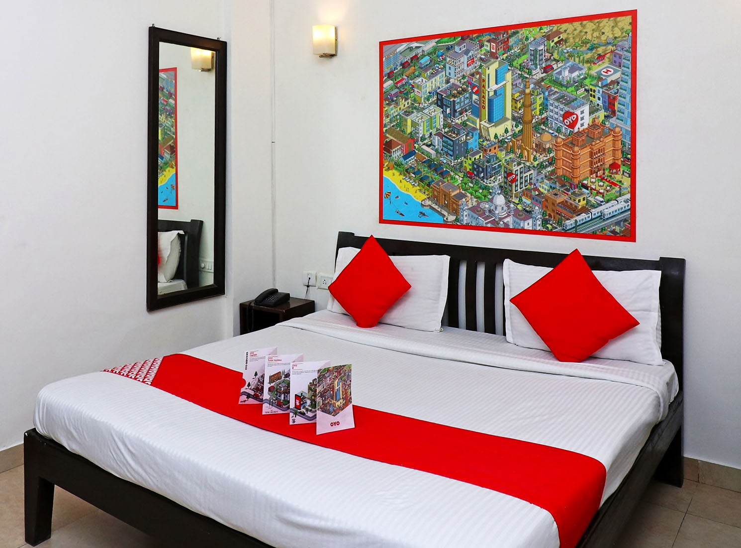 Hotel Room Mural Art printed vinyl mural illustration - Isometric cityscape illustration for hotel hospitality industry