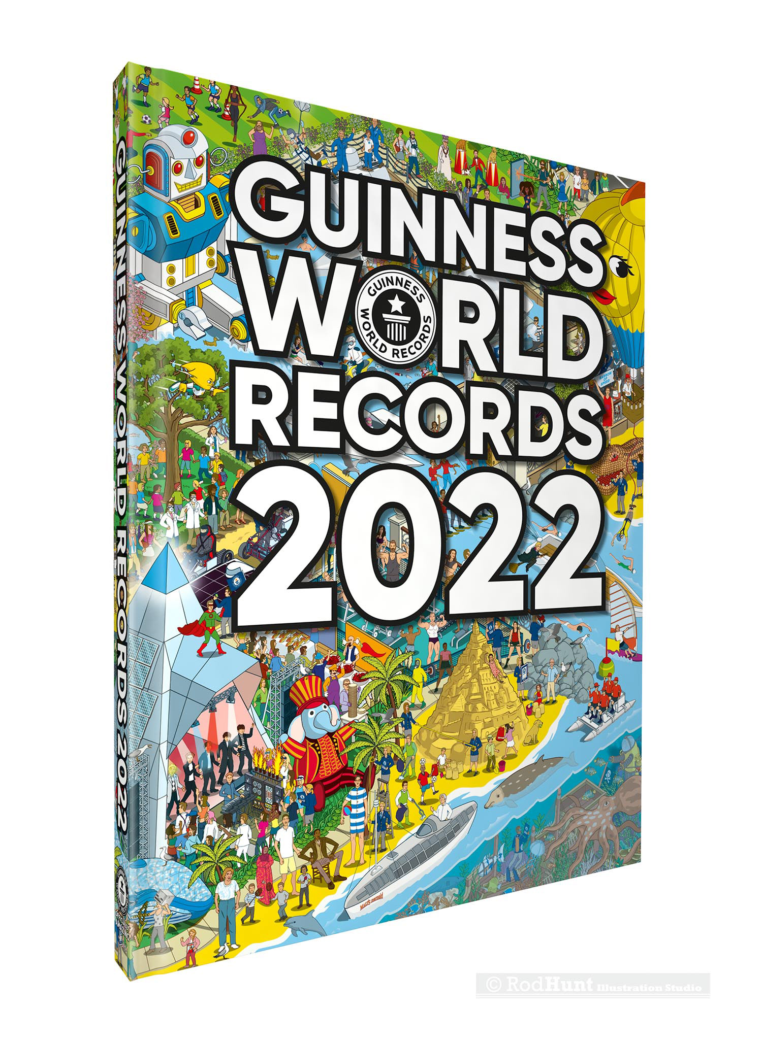 Guinness World Records 2022 Book Cover Illustration by Rod Hunt