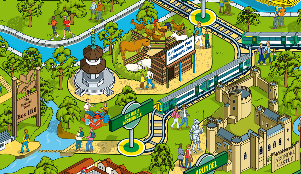 UK Tourist Attractions Map illustration