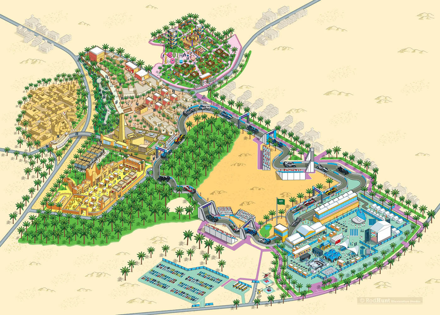 Formula E Saudi Arabia MotorRacing Circuit Map Illustration