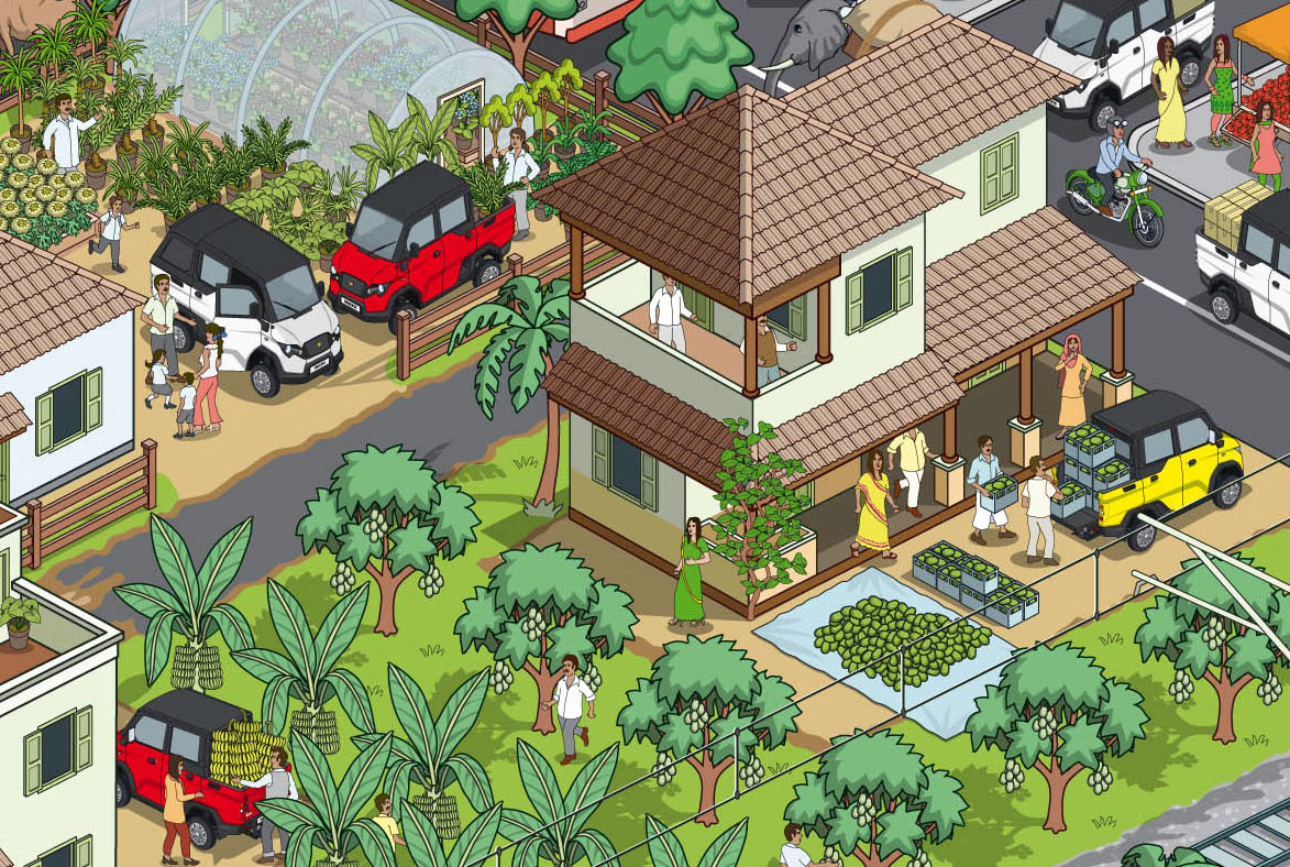 Pixel art city illustrations for an Indian advertising campaign