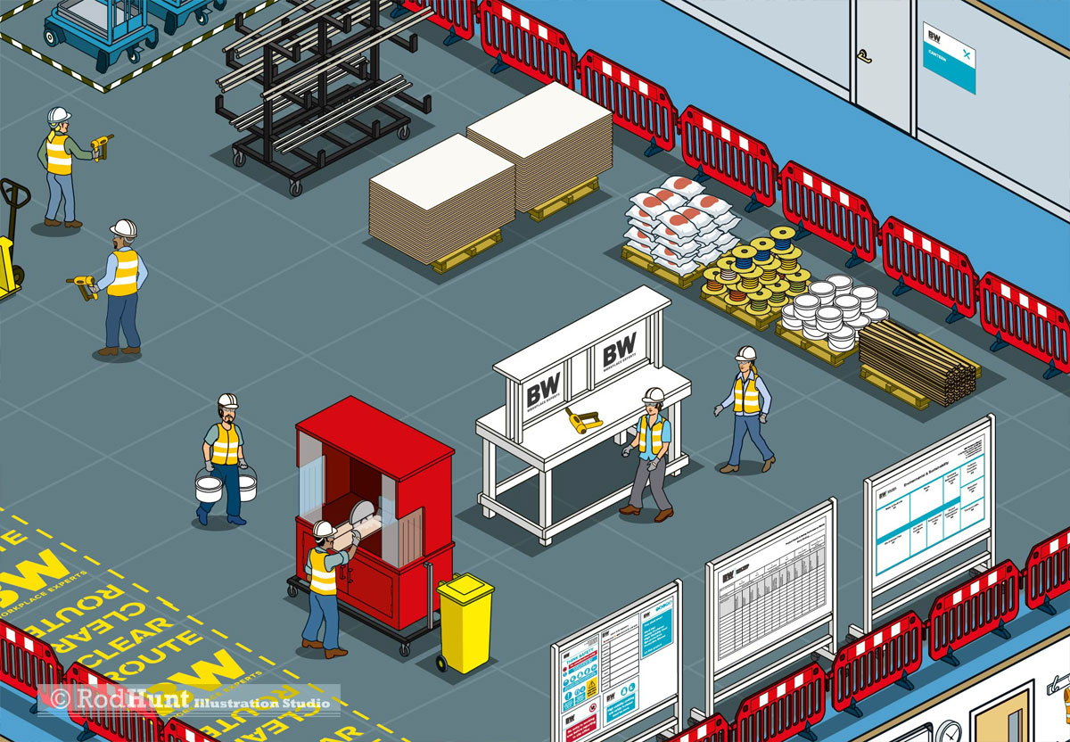 Isometric Building construction information graphics