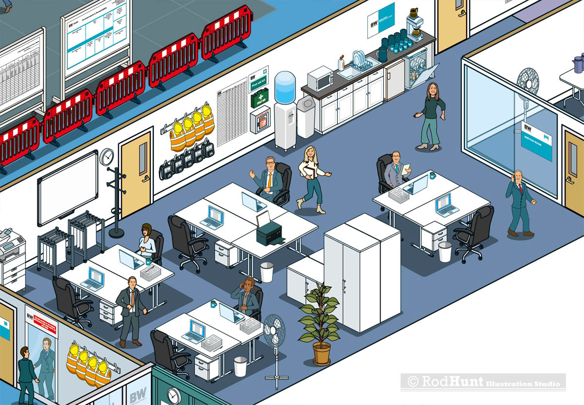 building architecture isometric infographic illustration