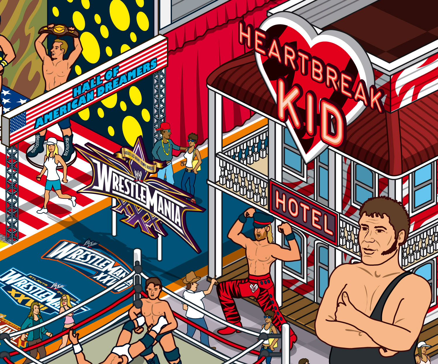 Isometric illustration for WWE Magazine