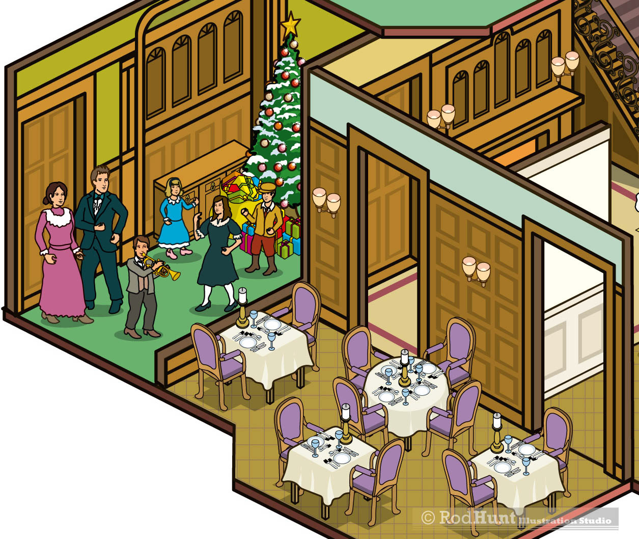 Christmas Event map illustrations by Rod Hunt