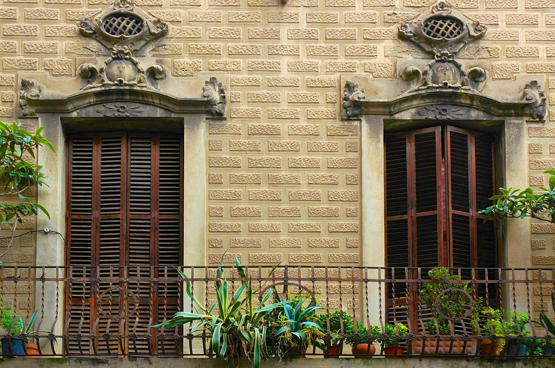 Balcony on an apartment building in Barcelona