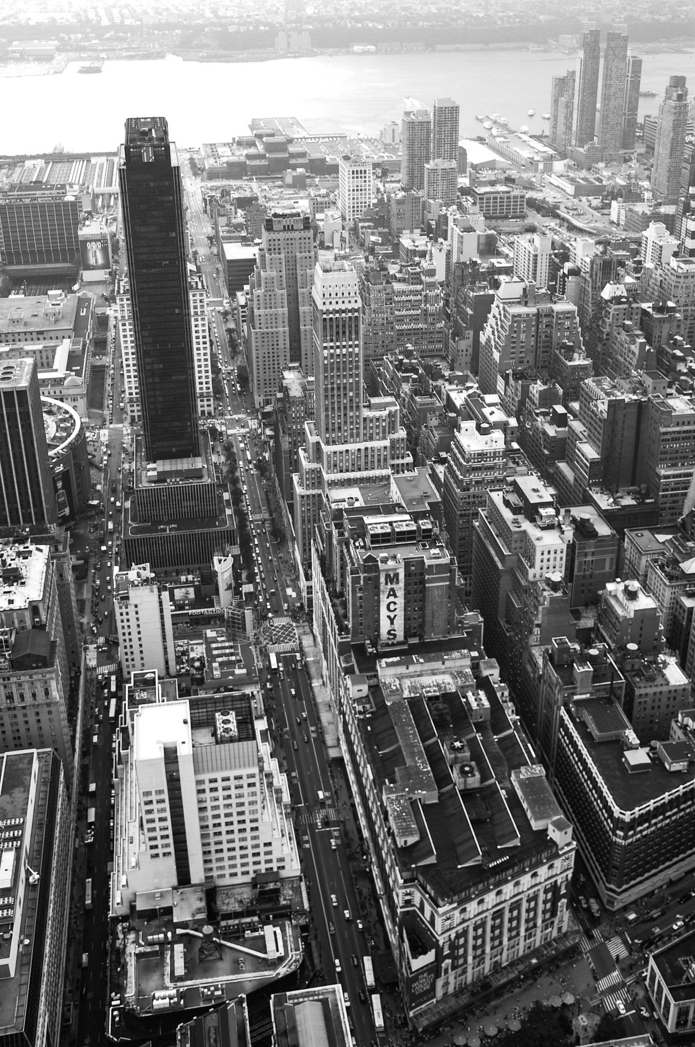 Midtown - New York, NY //  Macy's, Madison Square Garden and Penn Station viewed from the Empire State Building.  Macy's is located between 34th and 35th street and Broadway and 7th Avenue.  It was built in 1924 and is the world's largest store.  //  9/2012