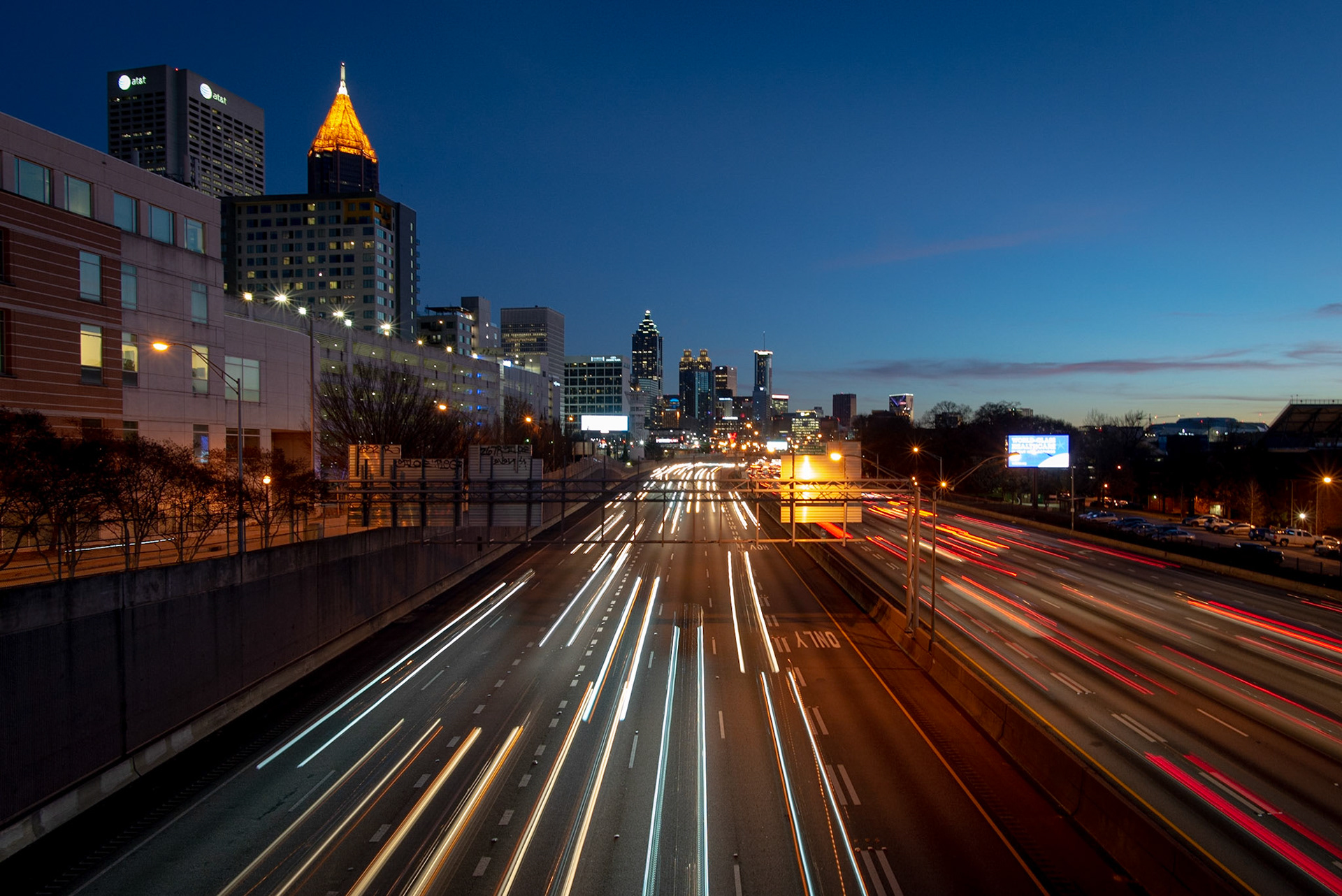 Traffic is light heading northbound through Atlanta