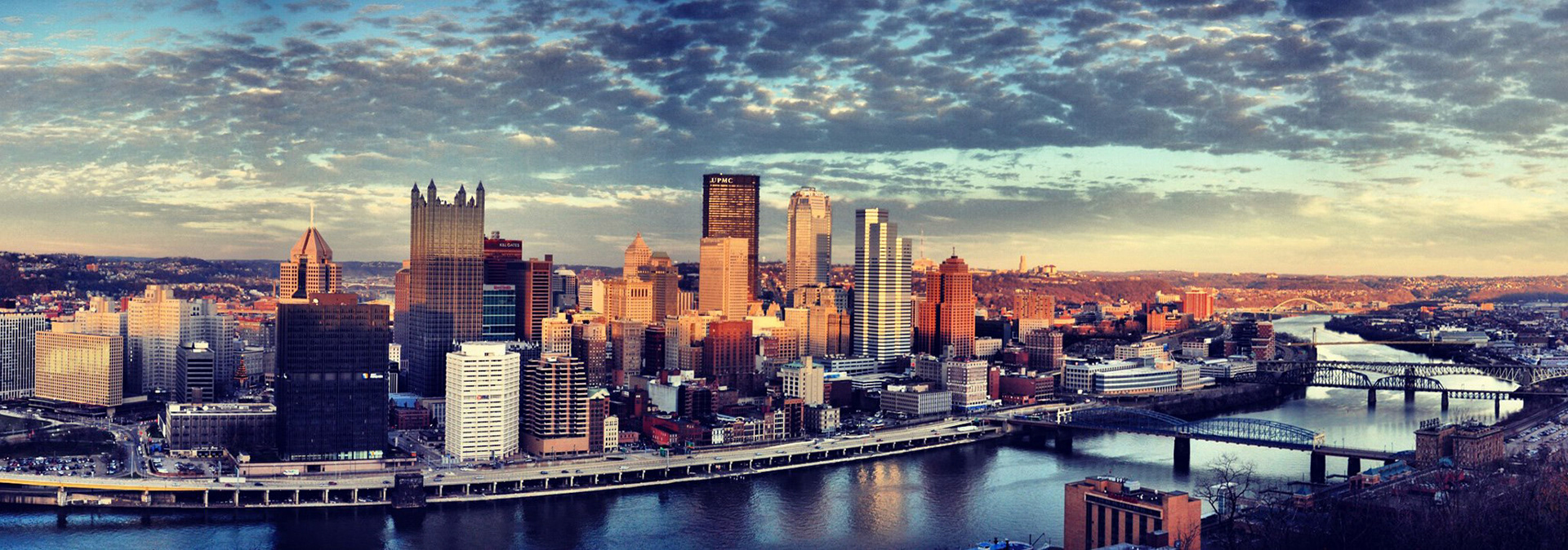 Pittsburgh, PA - This skyline photo of Pittsburgh is actually 4 Instagram photos stitched together