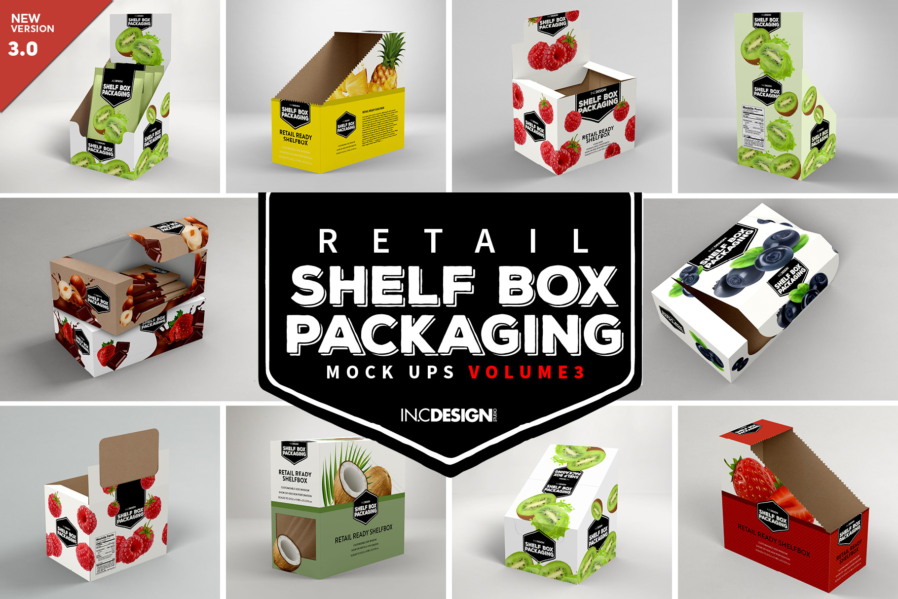 Download In C Design Studio Mockup Template Retail Shelf Box Packaging Vol 03 PSD Mockup Templates