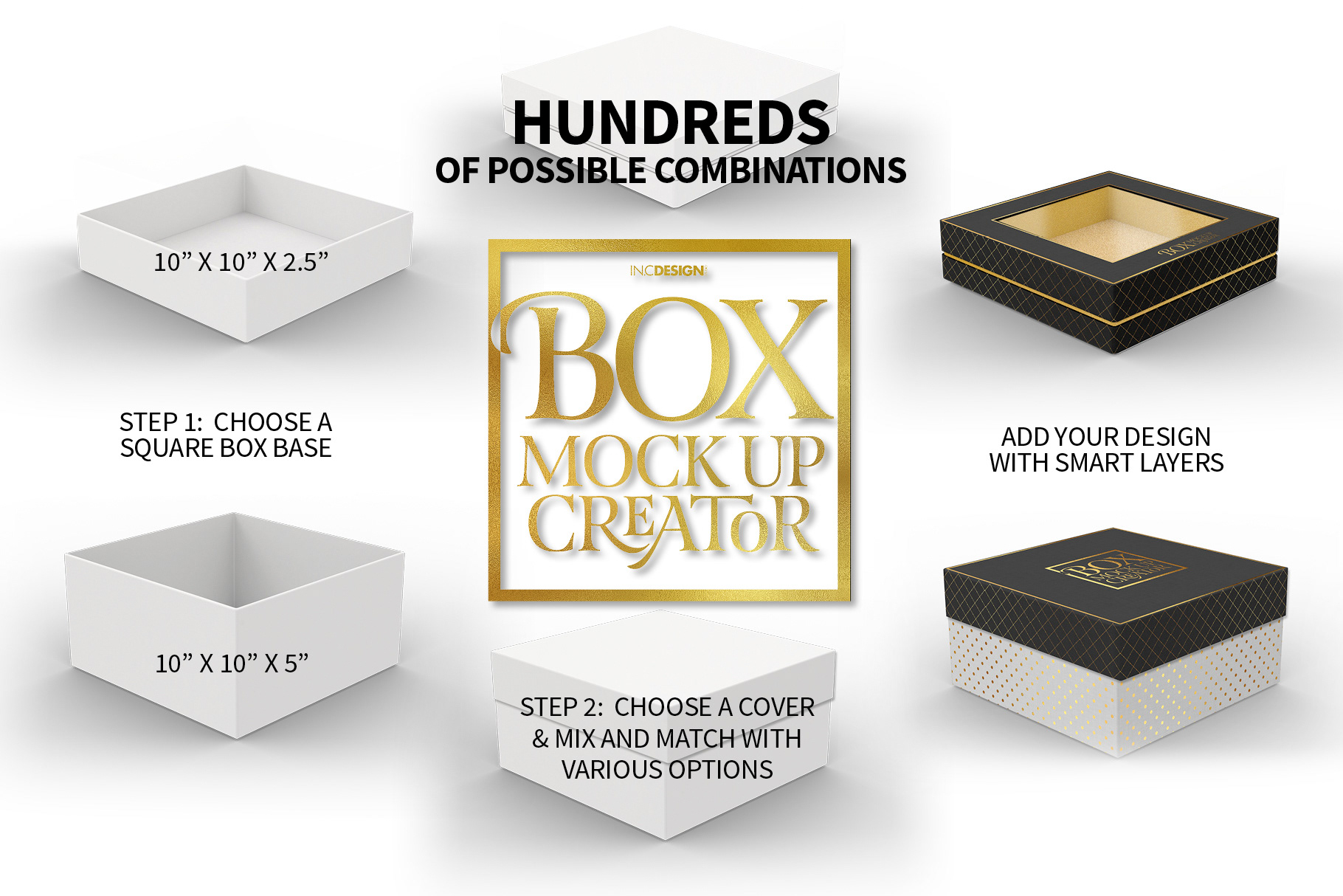 Download In C Design Studio Box Packaging Mockup Creator Square Box Edition PSD Mockup Templates