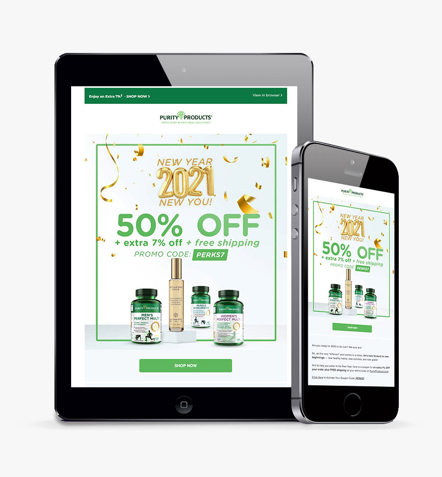 Purity New Years Promo Email