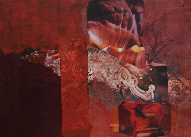 Orangerot, Collage, 74x 53 cm