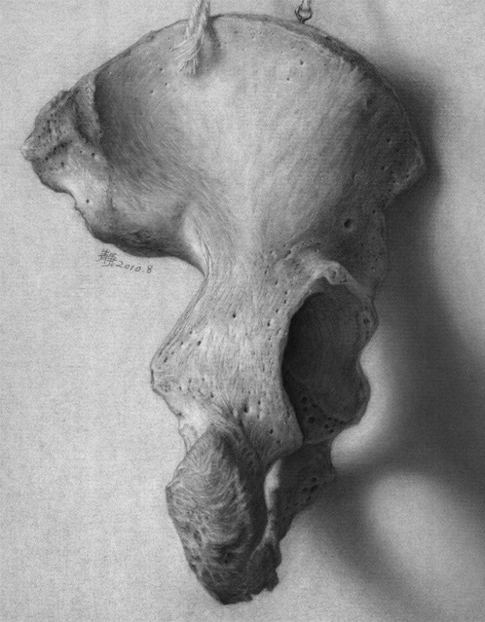 carbon dust hip bone painting