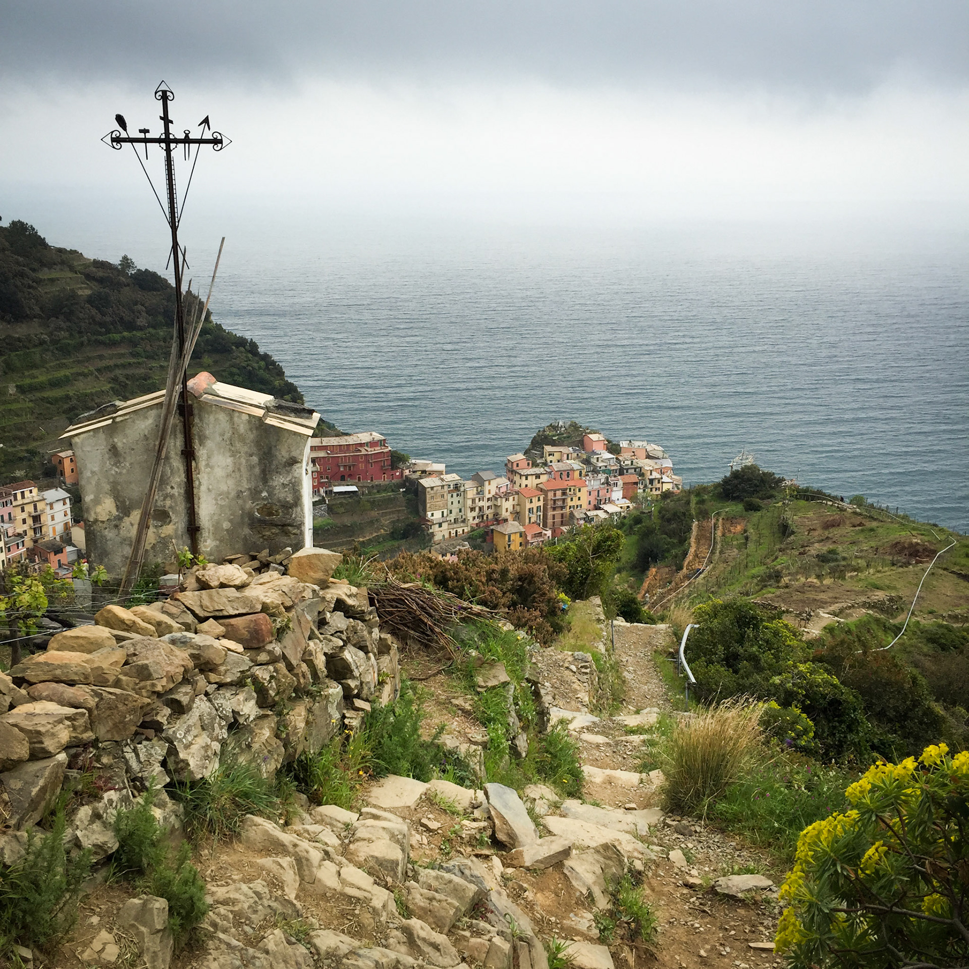 Village of Manarola from above at Cinque Terre (Liguria, Italy)