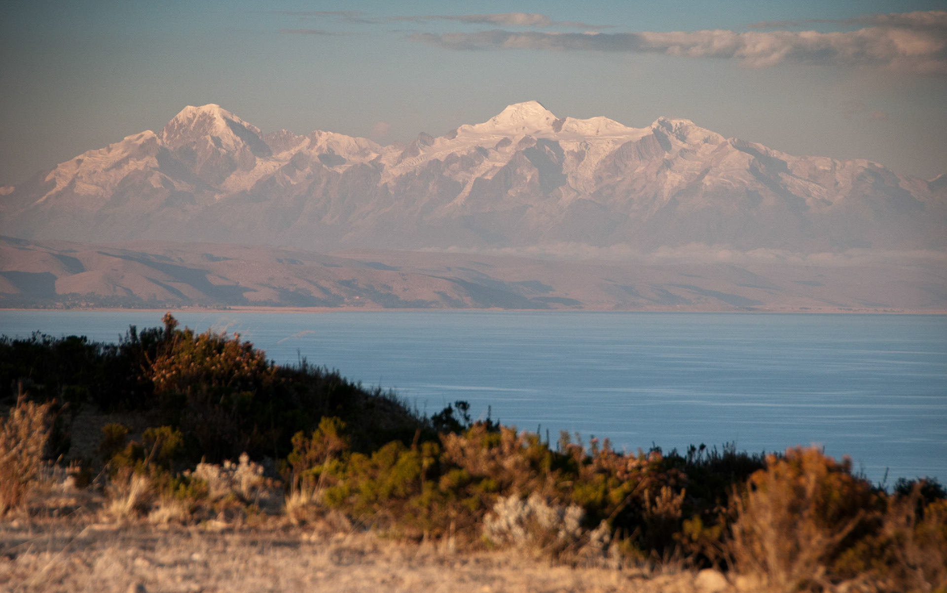 View of the Cordillera from Isla del Sol (Bolivia)