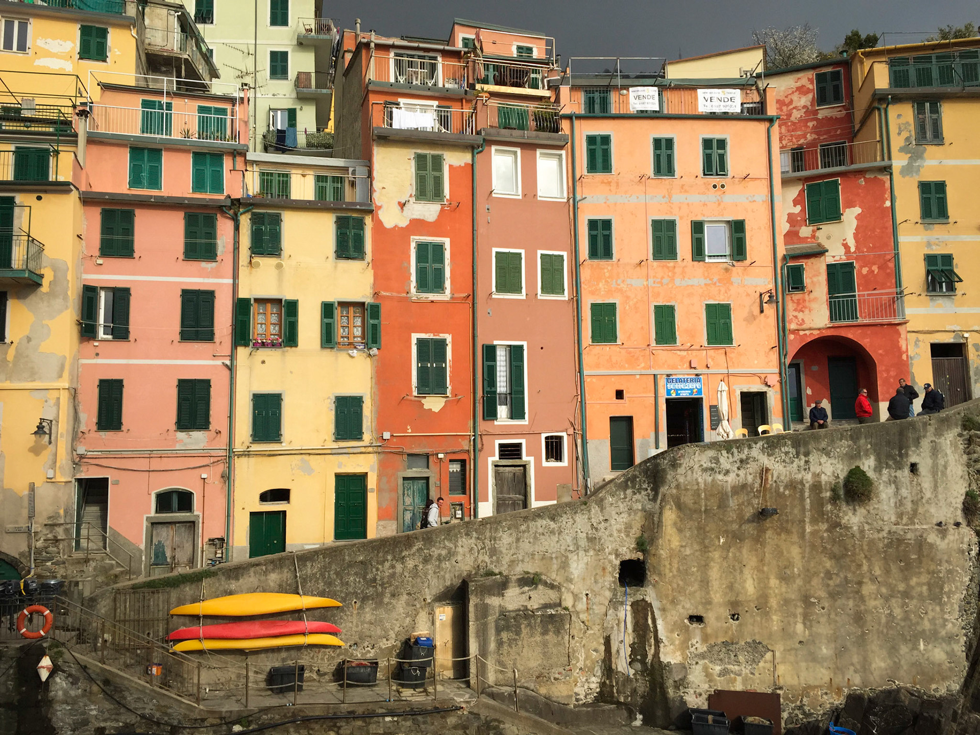 Colored houses in Riomaggiore at Cinque Terre (Liguria, Italy)