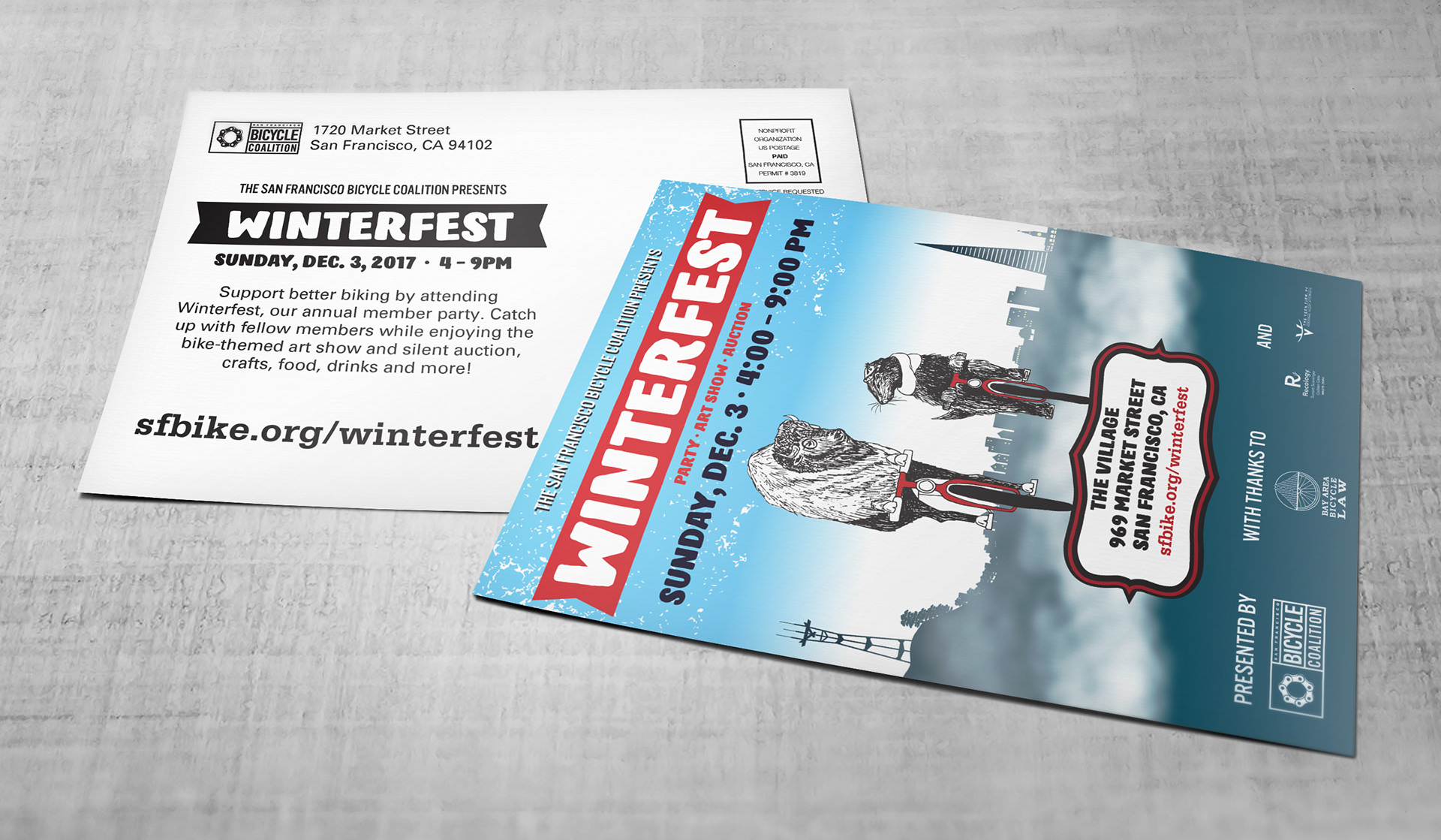 Event postcard, front & back.
