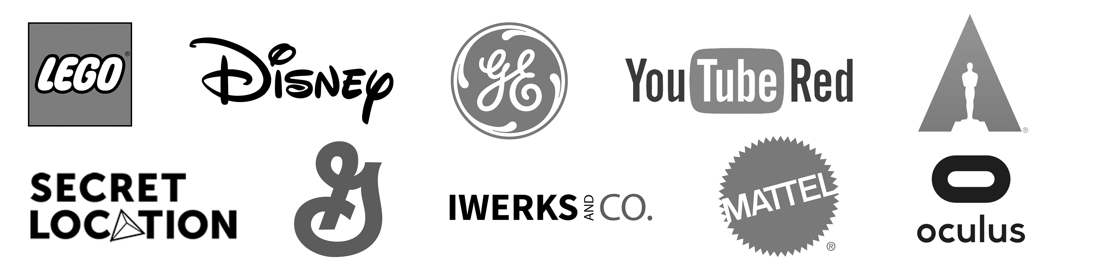 Brand Logos, Disney / GE / YouTube Red / The Academy / Secret Location / General Mills / Iwerks and Co. / Mattel / Oculus