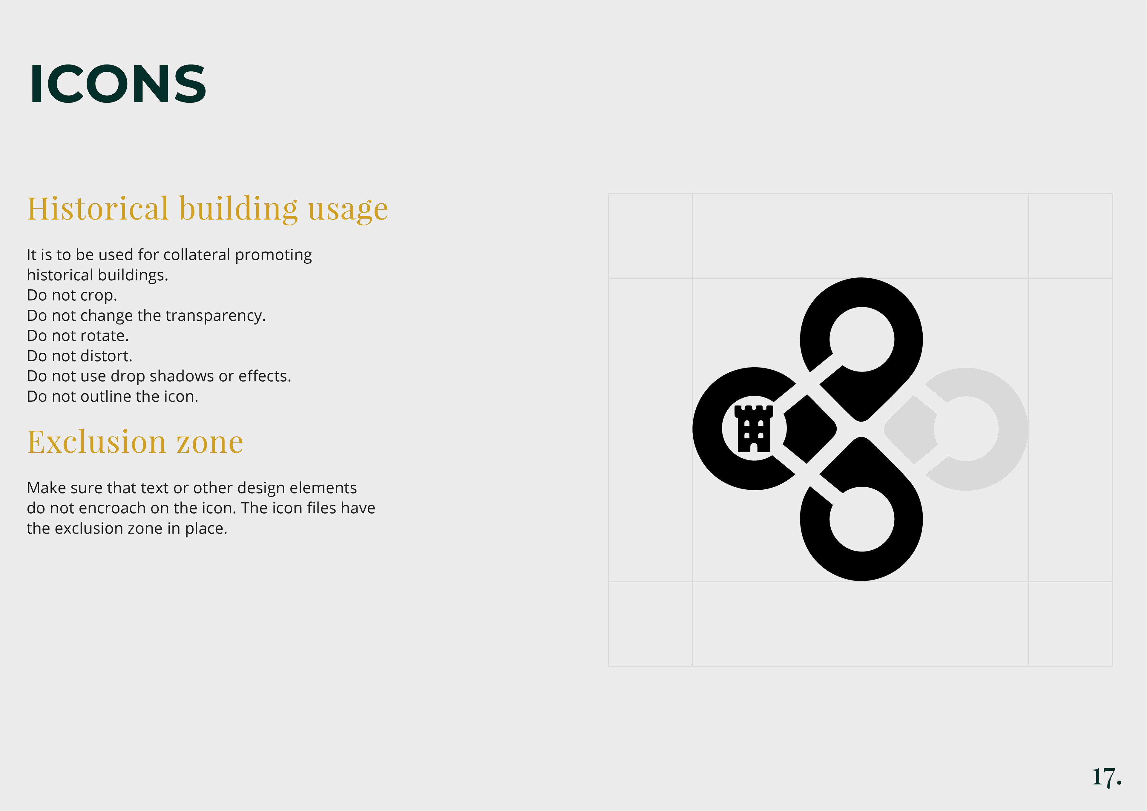 historical building icon of brand guidelines for now and then by freelance graphic designer melissa carne