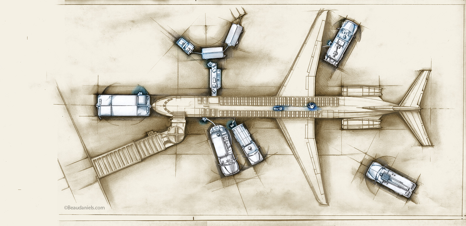 Aircraft maintenance and service fleet.