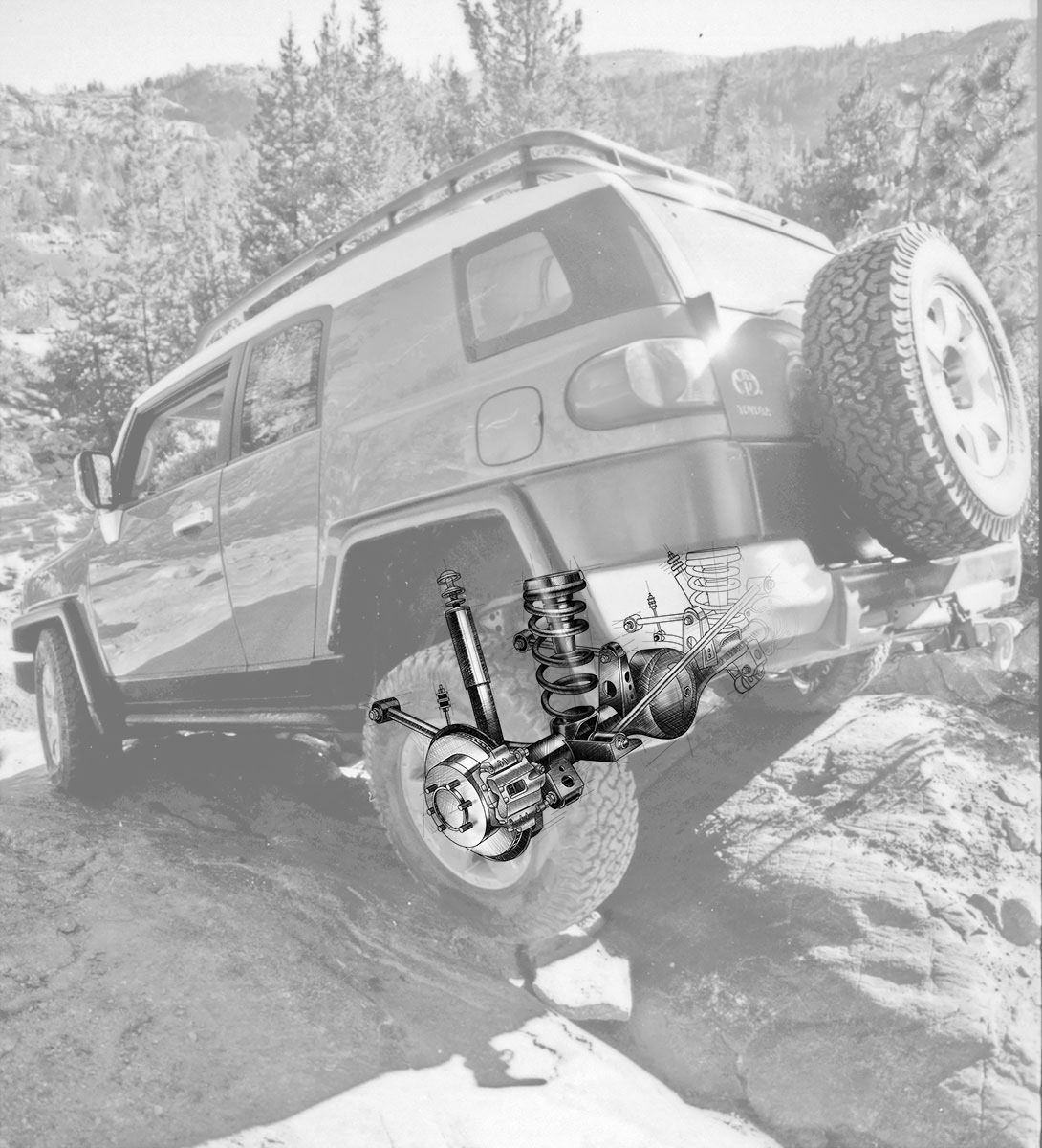 Technical illustration, Beau and Alan Daniels. - Toyota FJ Cruiser project.