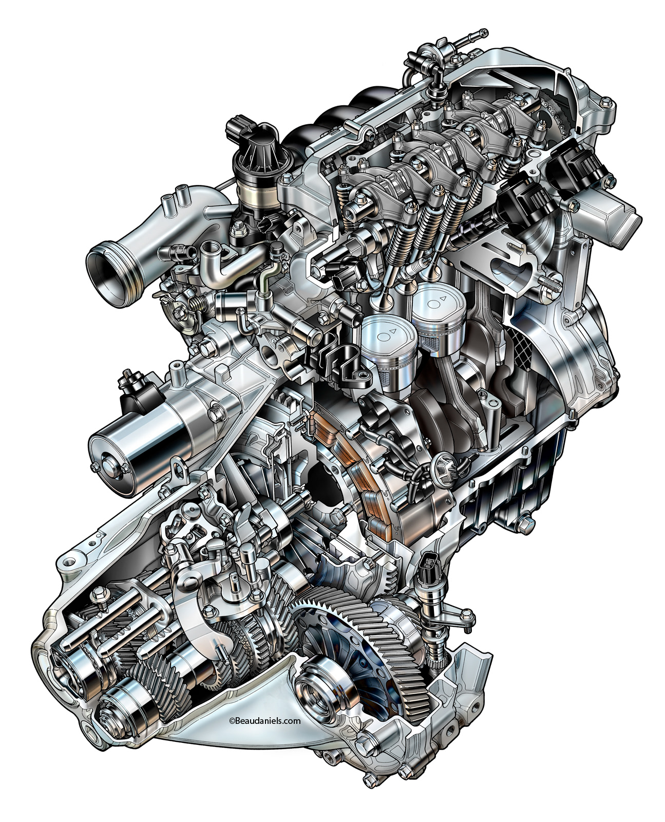 Technical illustration, Beau and Alan Daniels. - Cutaway ... xv 500 wiring diagram 