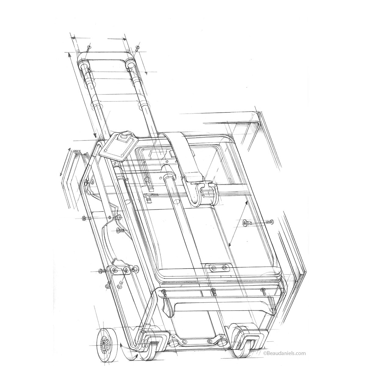 Tumi luggage, product illustration.