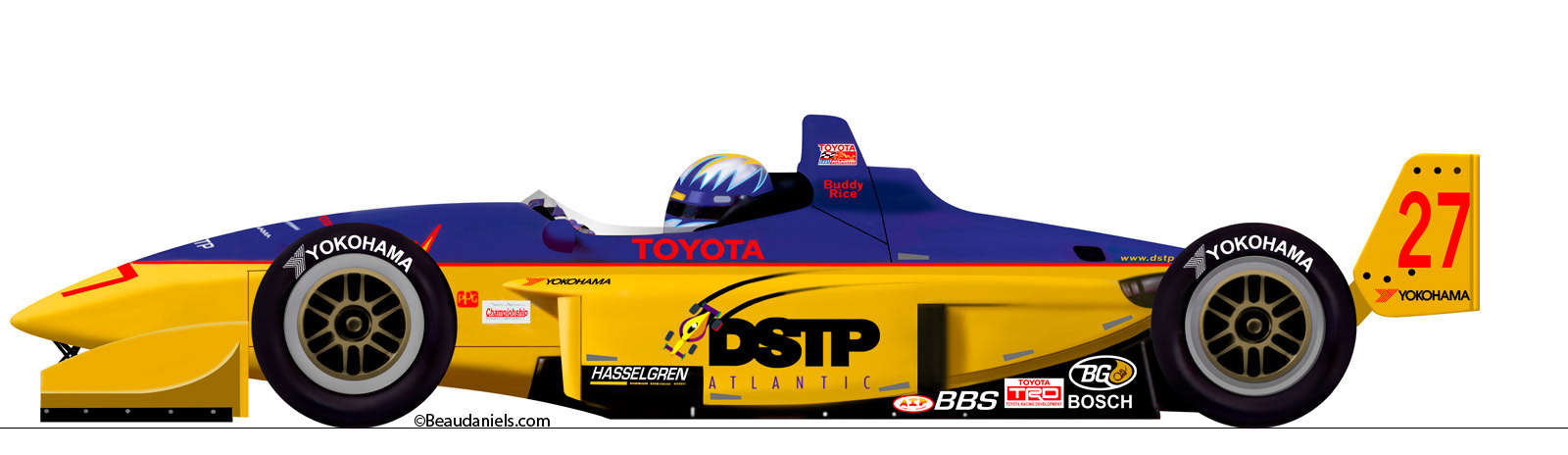 Toyota-Buddy-Rice race car illustration.