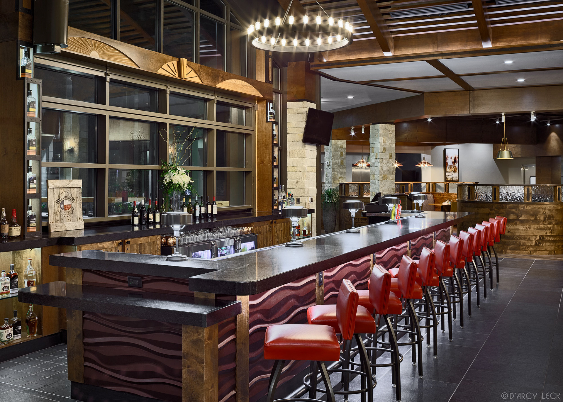 hospitality photography of the bar at The Bevy hotel