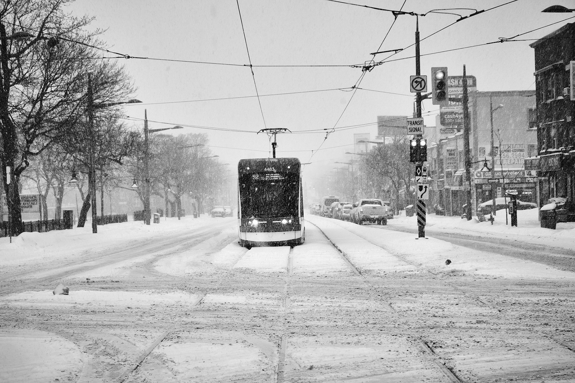 Only the TTC's streetcars were moving fast in this messy snow