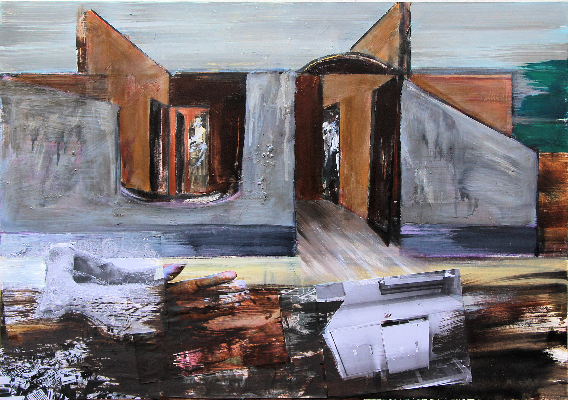 n.401 "The Disaster " Photo collage and oil on canvas. Year:2016    100 x 70cm