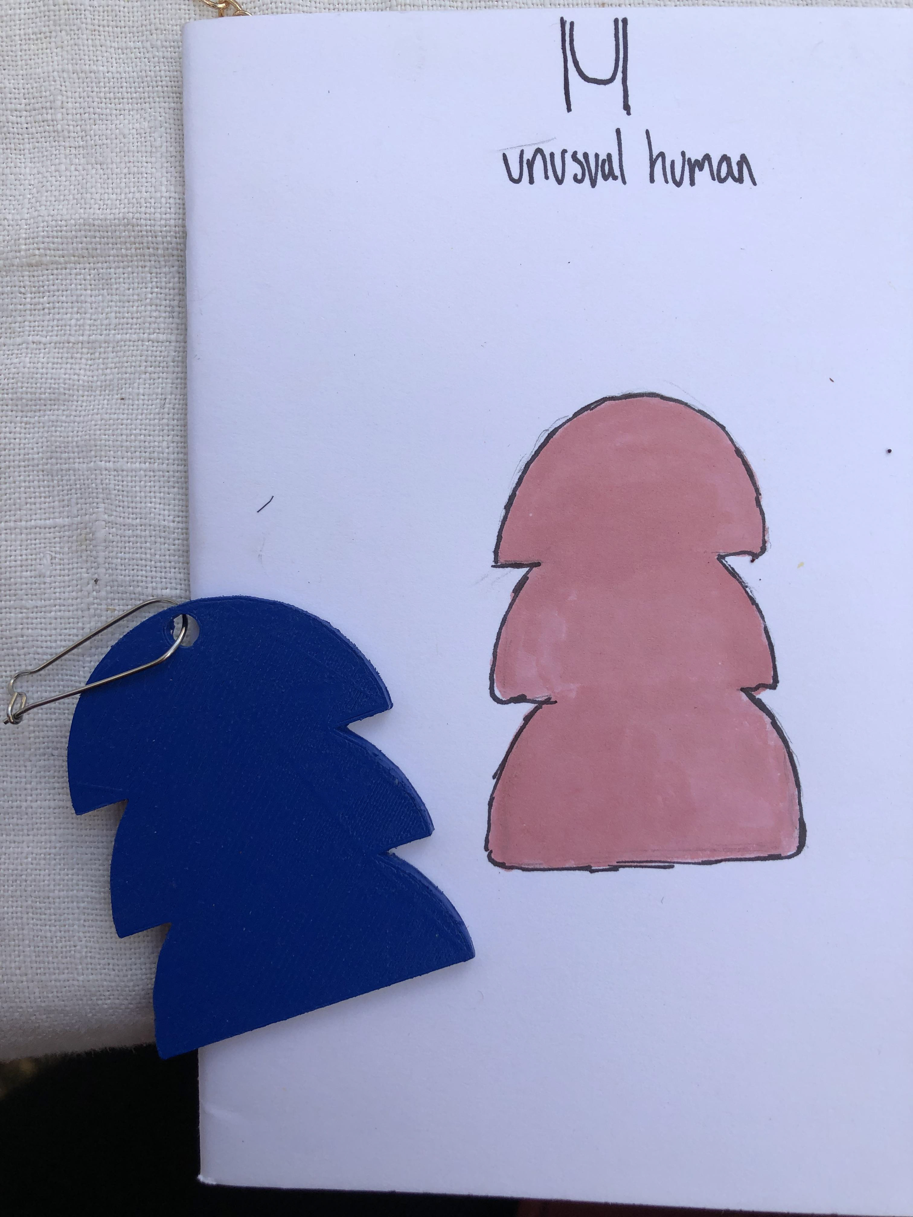 Jewelry designed, 3D printed and painted by me. Logo design also by me, in Adobe Illustrator