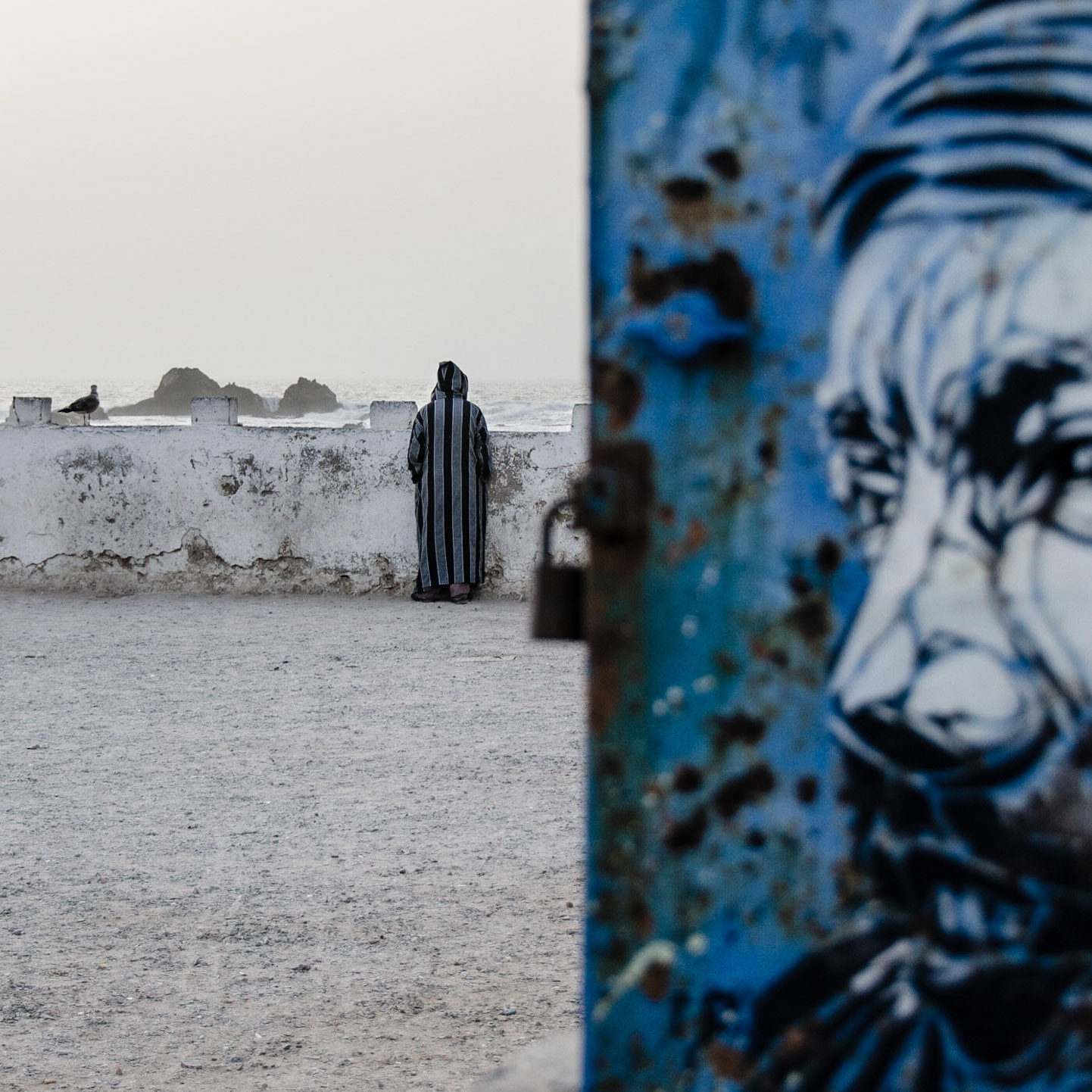 Essaouira, Morocco. Street art by Christian Guémy (C215, http://www.c215.com)