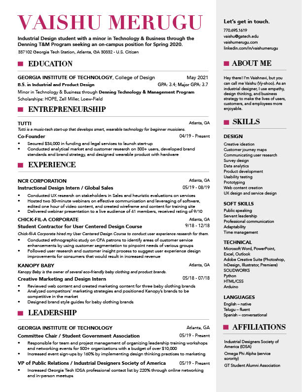 Vaishu Merugu Product And Ux Designer Resume Cv