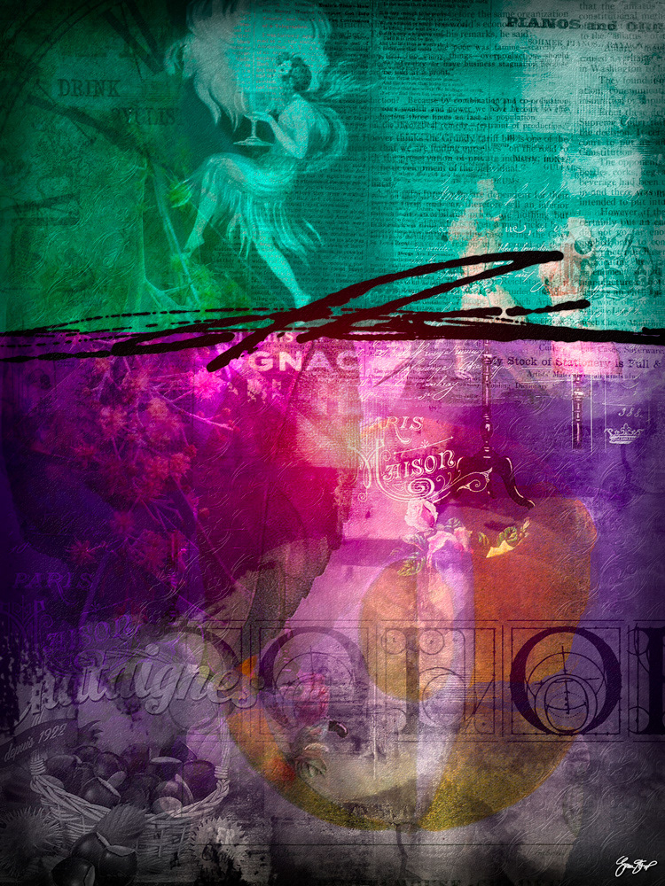 Mixed media collage art by Gina Startup