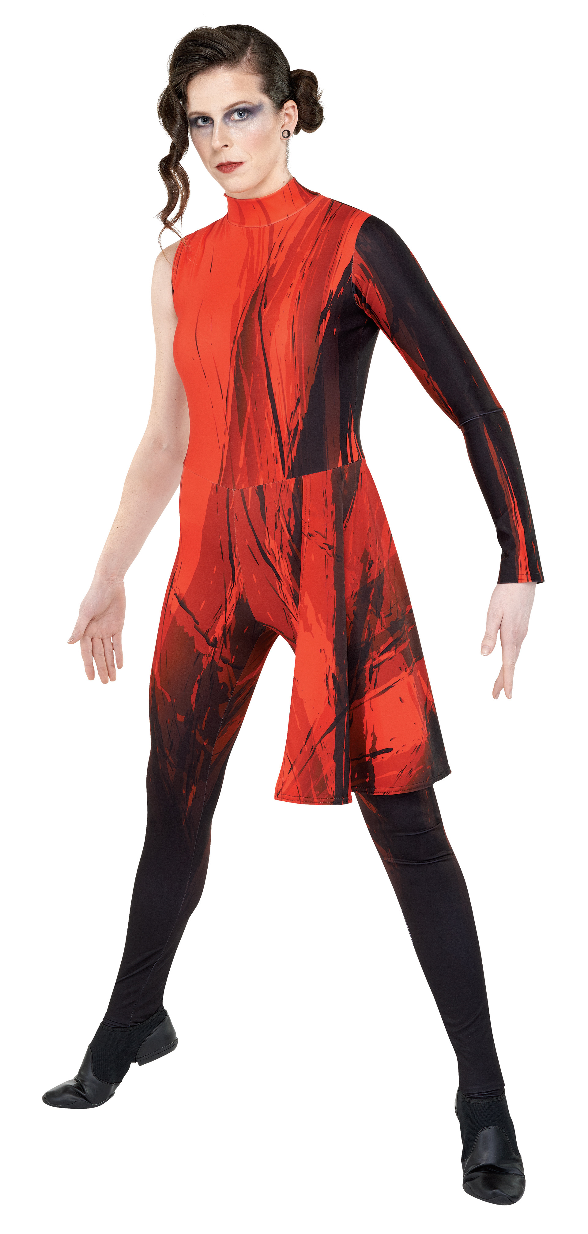 unitard, left sleeve, left side skirt