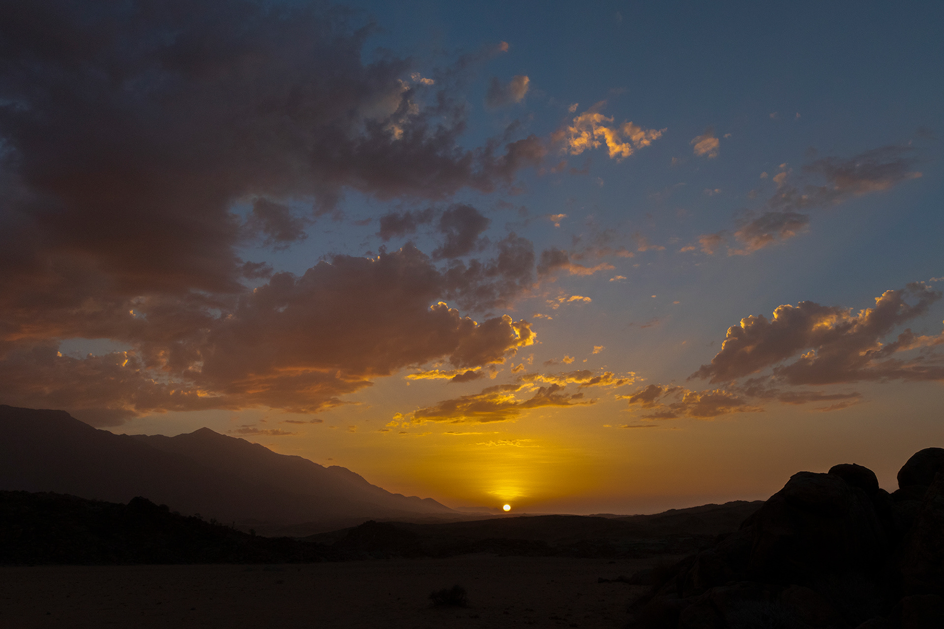 Sunset in the Namibian desert