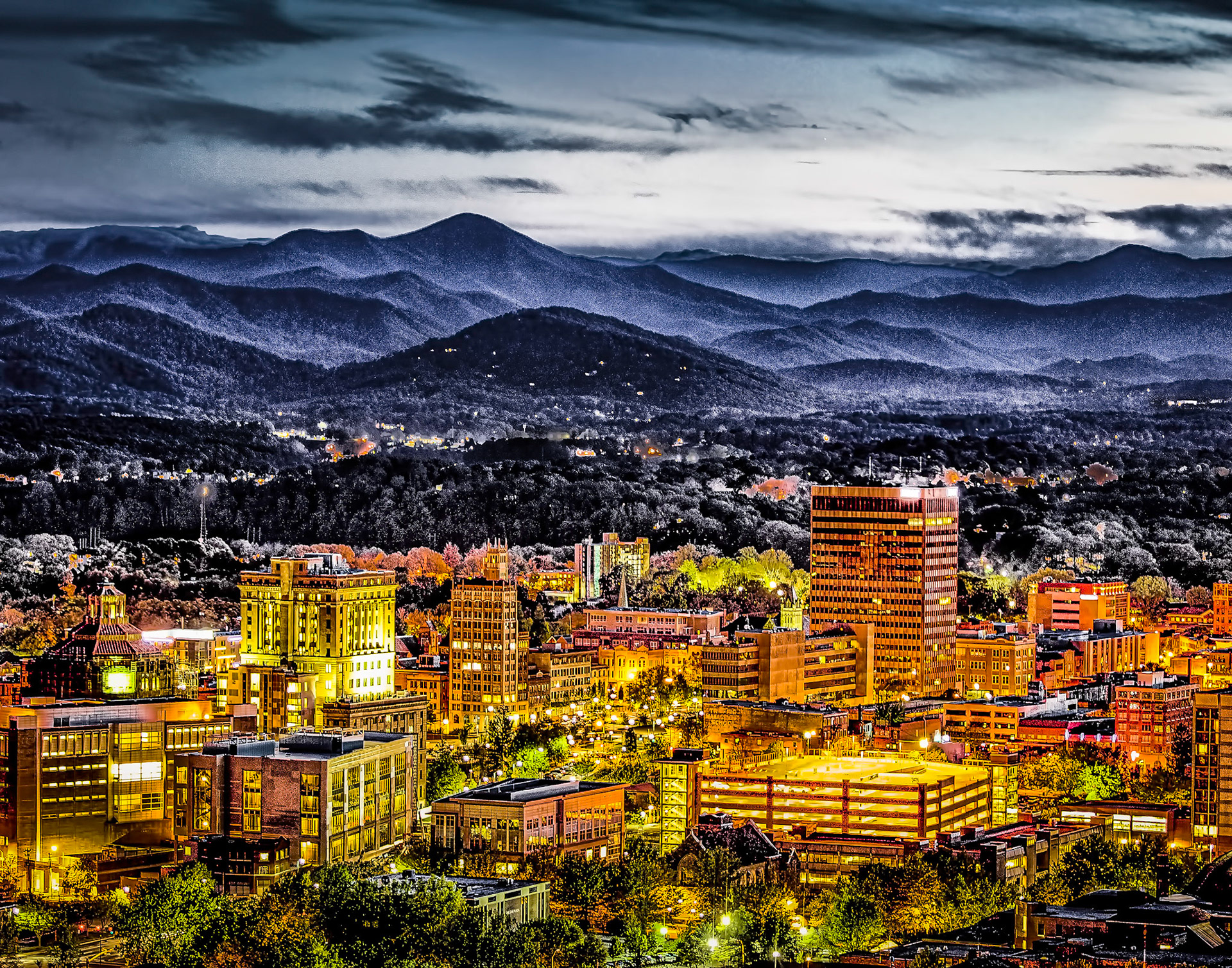 Asheville, North Carolina Skyline at Twilight